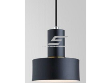 Pakabinamas šviestuvas | E27 | 1x35W | 230V | Ø130x190mm | su 1m kabeliu | be lempučių | IP20 | juodas korpusas | baltas vidus