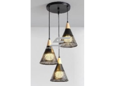 Pakabinamas šviestuvas | su grotelėmis | E27 | 3x35W | 230V | Ø180x260mm | su 1m kabeliu | be lempučių | IP20 | juodas