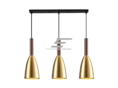 Pakabinamas šviestuvas | E27 | 3x35W | 230V | Ø100x280mm | su 1m kabeliu | be lempučių | IP20 | auksinis