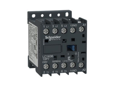 LC1K kontaktorius | 4P | 4NA kontaktai | AC-1 20A | iki 440V | 230VAC ritė | elektros variklių ir valdymo grandinėms