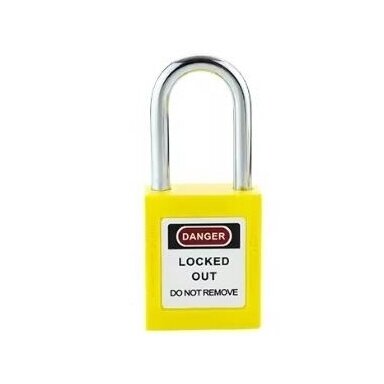 LOTO safety padlock | Ø6 mm shackle, 39 mm | 12-pin cylinder | key retained when open | yellow | ES-BLJ-Y38 LOTO safety padlock | Ø6 mm shackle, 39 mm | 12-pin cylinder | key retained when open | yellow | ES-BLJ-Y38