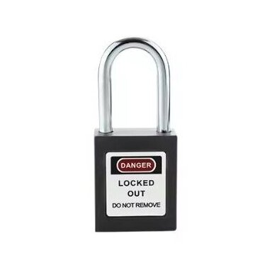 LOTO safety padlock | Ø6 mm shackle, 39 mm | 12-pin cylinder | key retained when open | black | ES-BLJ-B38 LOTO safety padlock | Ø6 mm shackle, 39 mm | 12-pin cylinder | key retained when open | black | ES-BLJ-B38
