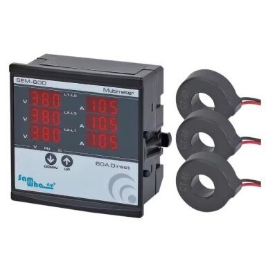 Panel | Digital Multimeter | with 3 Current Transformers (CT) | Current | Voltage | Frequency Meter | 3F | 1-63A | 1-500VAC Panel | Digital Multimeter | with 3 Current Transformers (CT) | Current | Voltage | Frequency Meter | 3F | 1-63A | 1-500VAC