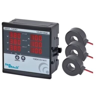 Panel | Digital Multimeter | with 3 Current Transformers (CT) | Current | Voltage | Frequency Meter | 3F | 10-100A | 1-500VAC Panel | Digital Multimeter | with 3 Current Transformers (CT) | Current | Voltage | Frequency Meter | 3F | 10-100A | 1-500VAC