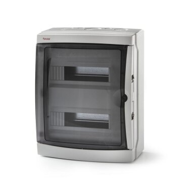Electrical distribution | modular enclosure | box | cabinet | 26 modules | 410x310x150mm | with N+PE terminals | transparent door | waterproof | surface-mounted | plastic | IP65 | Famatel | AQUA | 3926-TTB Electrical distribution | modular enclosure | box | cabinet | 26 modules | 410x310x150mm | with N+PE terminals | transparent door | waterproof | surface-mounted | plastic | IP65 | Famatel | AQUA | 3926-TTB