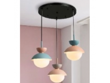 Pakabinamas šviestuvas | E14 | 3x20W | 230V | Ø200x240mm | su 1m kabeliu | be lempučių | IP20 | mėlynas/rausvas Pakabinamas šviestuvas | E14 | 3x20W | 230V | Ø200x240mm | su 1m kabeliu | be lempučių | IP20 | mėlynas/rausvas