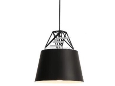 Pakabinamas šviestuvas | E27 | 1x35W | 230V | Ø300x320mm | su 1m kabeliu | be lempučių | IP20 | juodas korpusas | baltas vidus