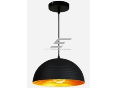 Pakabinamas šviestuvas | E27 | 1x35W | 230V | Ø400x200mm | su 1m kabeliu | be lempučių | IP20 | juodas korpusas | auksinis vidus Pakabinamas šviestuvas | E27 | 1x35W | 230V | Ø400x200mm | su 1m kabeliu | be lempučių | IP20 | juodas korpusas | auksinis vidus