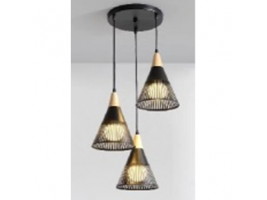 Pakabinamas šviestuvas | su grotelėmis | E27 | 3x35W | 230V | Ø180x260mm | su 1m kabeliu | be lempučių | IP20 | juodas Pakabinamas šviestuvas | su grotelėmis | E27 | 3x35W | 230V | Ø180x260mm | su 1m kabeliu | be lempučių | IP20 | juodas