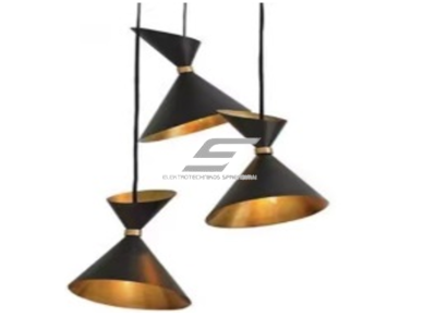 Pakabinamas šviestuvas | E27 | 3x35W | 230V | Ø190x260mm | su 1m kabeliu | be lempučių | IP20 | juodas korpusas | auksinis vidus Pakabinamas šviestuvas | E27 | 3x35W | 230V | Ø190x260mm | su 1m kabeliu | be lempučių | IP20 | juodas korpusas | auksinis vidus