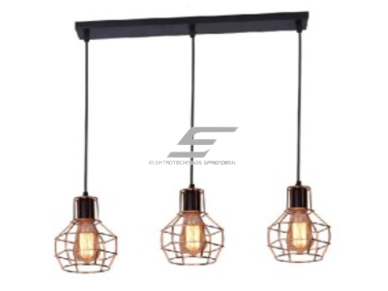 Pakabinamas šviestuvas | su grotelėmis | E27 | 3x35W | 230V | Ø150x140mm | su 1m kabeliu | be lempučių | IP20 | auksinis Pakabinamas šviestuvas | su grotelėmis | E27 | 3x35W | 230V | Ø150x140mm | su 1m kabeliu | be lempučių | IP20 | auksinis