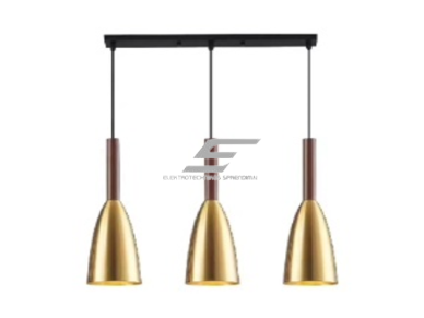 Pakabinamas šviestuvas | E27 | 3x35W | 230V | Ø100x280mm | su 1m kabeliu | be lempučių | IP20 | auksinis Pakabinamas šviestuvas | E27 | 3x35W | 230V | Ø100x280mm | su 1m kabeliu | be lempučių | IP20 | auksinis