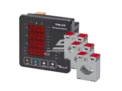 Panelinis | skaitmeninis elektros tinklo 380V analizatorius trifazis | su srovės transformatoriais (CT) 3x400A