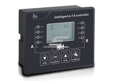 Panelinis | skaitmeninis | automatinis rezervinis automatinis galios perjungiklis generatoriams | elektros energijos nepertraukiamam tiekimui | 230V | RS485 | 150x122x62mm Panelinis | skaitmeninis | automatinis rezervinis automatinis galios perjungiklis generatoriams | elektros energijos nepertraukiamam tiekimui | 230V | RS485 | 150x122x62mm