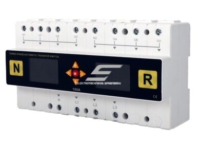 Modulinis | skaitmeninis rezervinis automatinis galios perjungiklis su apsaugos funkcijomis | generatoriams | nepertraukiamam elektros energijos tiekimui | 4P | 100A | 120V/230V | DIN 1 Modulinis | skaitmeninis rezervinis automatinis galios perjungiklis su apsaugos funkcijomis | generatoriams | nepertraukiamam elektros energijos tiekimui | 4P | 100A | 120V/230V | DIN 1