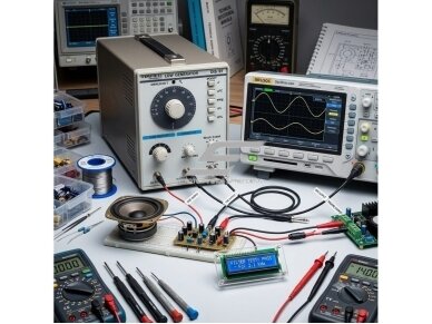 Žemo dažnio signalų generatorius | sinusinė ir stačiakampė banga | 10 Hz–1 MHz | 600 Ω | audio ir elektronikos testavimui 3 Žemo dažnio signalų generatorius | sinusinė ir stačiakampė banga | 10 Hz–1 MHz | 600 Ω | audio ir elektronikos testavimui 3