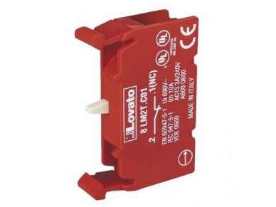 Papildomas kontaktas mygtukui | 1NC | Lovato Electric | 8LM2TC01 Papildomas kontaktas mygtukui | 1NC | Lovato Electric | 8LM2TC01