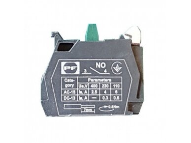 Papildomas kontaktas mygtukui | 0,3-8A | 48-400VAC/24-220VDC | 1NO | IP20 | Promfactor Baltic | FP NO | 4779040152517 Papildomas kontaktas mygtukui | 0,3-8A | 48-400VAC/24-220VDC | 1NO | IP20 | Promfactor Baltic | FP NO | 4779040152517