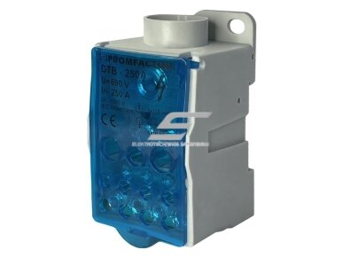 Paskirstymo gnybtų blokas | 1P | 250 A | 12 angų | ~690 V | Ui 800 V | Promfactor Baltic | DTB250 Paskirstymo gnybtų blokas | 1P | 250 A | 12 angų | ~690 V | Ui 800 V | Promfactor Baltic | DTB250