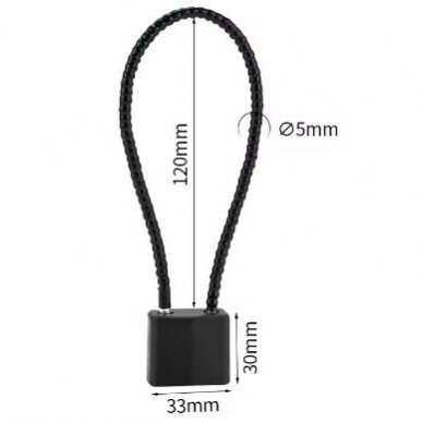 Hanging cable lock | padlock | 280mm cable | 150x33mm | black | zinc alloy/plastic 3