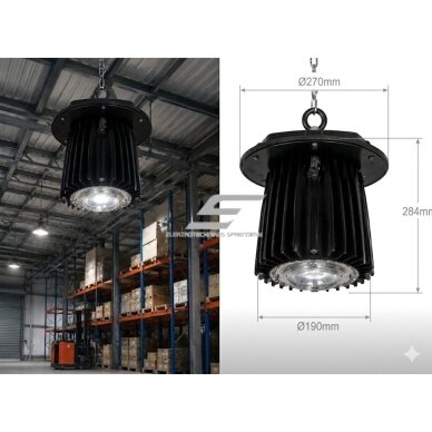 Zawieszany | przemysłowa oprawa LED do wysokich pomieszczeń | 80W | 230V | 6000–6500K | 7200lm | IP65 | 270/190x284mm | High Bay | Bridgelux | czarny | 5902216735682 1 Zawieszany | przemysłowa oprawa LED do wysokich pomieszczeń | 80W | 230V | 6000–6500K | 7200lm | IP65 | 270/190x284mm | High Bay | Bridgelux | czarny | 5902216735682 1
