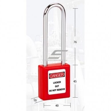 LOTO safety padlock | long Ø6 mm shackle, 76 mm | chrome-plated steel | key retained when open | red | ES-BD-R8525 2 LOTO safety padlock | long Ø6 mm shackle, 76 mm | chrome-plated steel | key retained when open | red | ES-BD-R8525 2