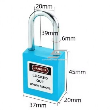 LOTO safety padlock | Ø6 mm shackle, 39 mm | 12-pin cylinder | key retained when open | yellow | ES-BLJ-Y38 3 LOTO safety padlock | Ø6 mm shackle, 39 mm | 12-pin cylinder | key retained when open | yellow | ES-BLJ-Y38 3