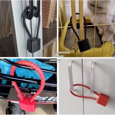 Hanging cable lock | padlock | 280mm cable | 150x33mm | red | zinc alloy/plastic 4 Hanging cable lock | padlock | 280mm cable | 150x33mm | red | zinc alloy/plastic 4