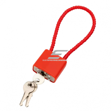 Hanging cable lock | padlock | 280mm cable | 150x33mm | red | zinc alloy/plastic Hanging cable lock | padlock | 280mm cable | 150x33mm | red | zinc alloy/plastic