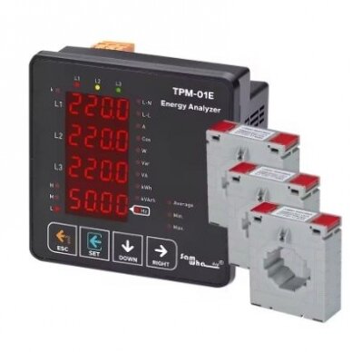 Panelowy | Cyfrowy analizator sieci elektrycznej 380V trójfazowy | z transformatorami prądowymi (CT) 3x600A