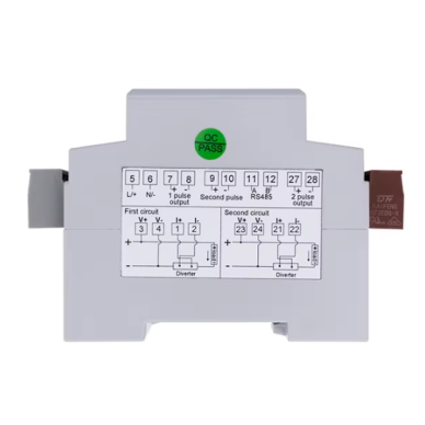 Līdzstrāvas elektroenerģijas skaitītājs | divu ķēžu | līdz 1000V DC | 100A (šunts) | RS485 Modbus | DIN sliede | precizitātes klase 0.5 | EV uzlādes stacijām 2