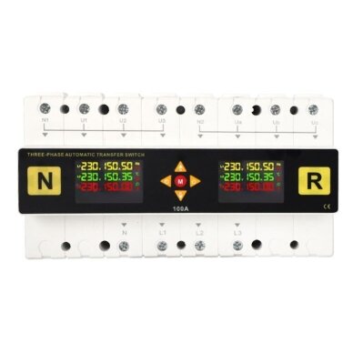 Modular | digital automatic backup power transfer switch with protection functions | for generators | for uninterrupted power supply | 4P | 100A | 120V/230V | DIN Modular | digital automatic backup power transfer switch with protection functions | for generators | for uninterrupted power supply | 4P | 100A | 120V/230V | DIN