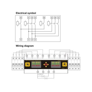 Modular | digital automatic backup power transfer switch with protection functions | for generators | for uninterrupted power supply | 4P | 100A | 120V/230V | DIN 3 Modular | digital automatic backup power transfer switch with protection functions | for generators | for uninterrupted power supply | 4P | 100A | 120V/230V | DIN 3
