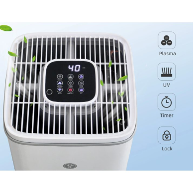Pārnēsājams elektriskais gaisa attīrītājs | ar HEPA filtru, UV sterilizāciju un jonizatoru | 1000 m³/h | 60W | 250x250x600 mm | metāla korpuss 2