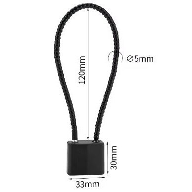 Hanging cable lock | padlock | 280mm cable | 150x33mm | black | zinc alloy/plastic 3 Hanging cable lock | padlock | 280mm cable | 150x33mm | black | zinc alloy/plastic 3
