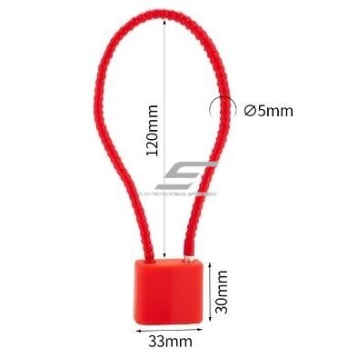Hanging cable lock | padlock | 280mm  cable | 150x33mm | red | zinc alloy/plastic 3