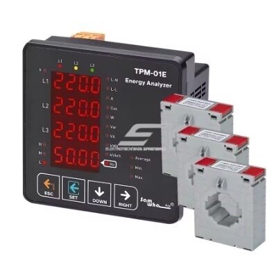 Panelowy | Cyfrowy analizator sieci elektrycznej 380V trójfazowy | z transformatorami prądowymi (CT) 3x1000A