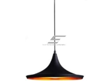 Pakabinamas šviestuvas | E27 | 1x35W | 230V | Ø360x130mm | su 1m kabeliu | be lempučių | IP20 | juodas korpusas | auksinis vidus Pakabinamas šviestuvas | E27 | 1x35W | 230V | Ø360x130mm | su 1m kabeliu | be lempučių | IP20 | juodas korpusas | auksinis vidus