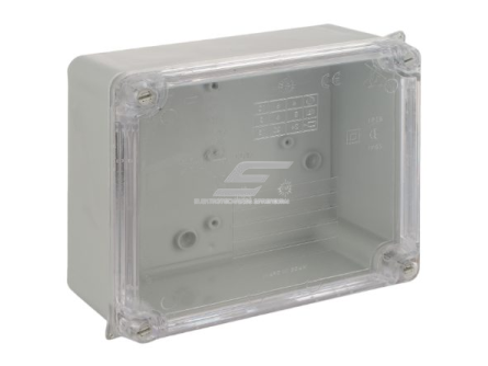 Elektros instaliacijos paskirstymo dėžutė | hermetinė | 165x145x84mm | paviršinė | pilka | skaidrus dangtelis | IP65 | Solera | 6817