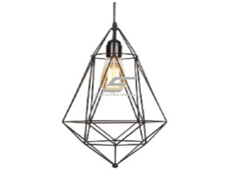 Pakabinamas šviestuvas | su grotelėmis | E27 | 1x35W | 230V | Ø200x330mm | su 1m kabeliu | be lempučių | IP20 | juodas