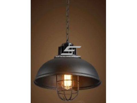 Pakabinamas šviestuvas | su grotelėmis | E27 | 1x35W | 230V | Ø360x200mm | su 1m kabeliu | be lempučių | IP20 | juodas