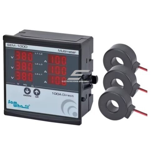 Panel | Digital Multimeter | with 3 Current Transformers (CT) | Current | Voltage | Frequency Meter | 3F | 10-100A | 1-500VAC