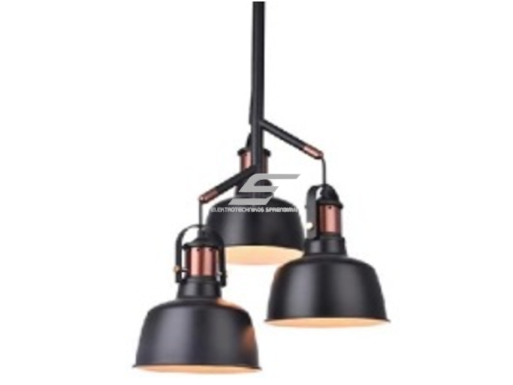 Pakabinamas šviestuvas | E27 | 3x35W | 230V | Ø220x280mm | su 1m kabeliu | be lempučių | IP20 | juodas korpusas | baltas vidus