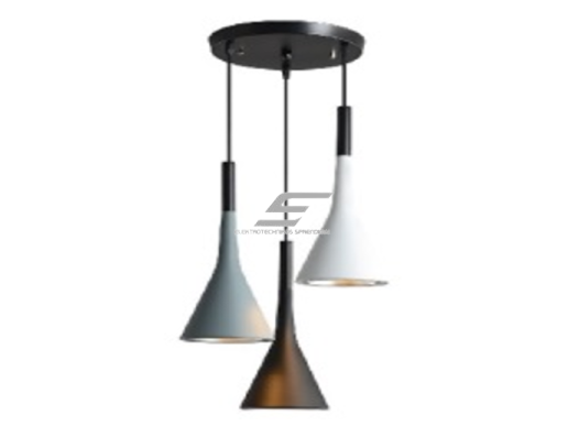Pakabinamas šviestuvas | E27 | 3x20W | 230V | Ø150x370mm | su 1m kabeliu | be lempučių | IP20 | pilkas/juodas/baltas Pakabinamas šviestuvas | E27 | 3x20W | 230V | Ø150x370mm | su 1m kabeliu | be lempučių | IP20 | pilkas/juodas/baltas