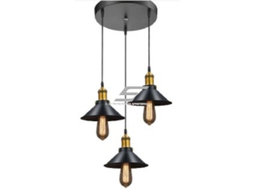 Pakabinamas šviestuvas | E27 | 3x35W | 230V | Ø220x160mm | su 1m kabeliu | be lempučių | IP20 | juodas
