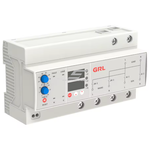 Automātiska rezerves barošanas pārslēdzēja ierīce | 1P+N | 10–80A | 230V | ar strāvas un sprieguma indikāciju | IP20 | GRL DNH41