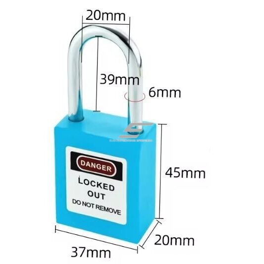 LOTO safety padlock | Ø6 mm shackle, 39 mm | 12-pin cylinder | key retained when open | yellow | ES-BLJ-Y38 3 LOTO safety padlock | Ø6 mm shackle, 39 mm | 12-pin cylinder | key retained when open | yellow | ES-BLJ-Y38 3