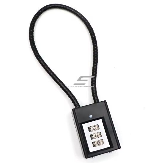 Hanging combination lock with 228mm  cable | cable lock | 140x34mm | black | zinc alloy/plastic