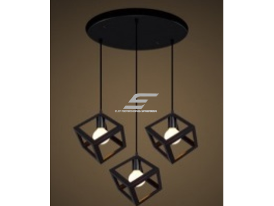 Pakabinamas šviestuvas | su figūromis | E27 | 3x35W | 230V | 180mm | su 1m kabeliu | be lempučių | IP20 | juodas