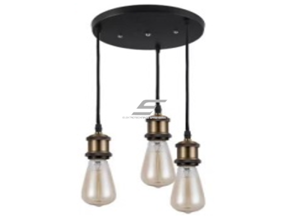 Pakabinamas šviestuvas | E27 | 3x35W | 230V | 130mm | su 1m kabeliu | be lempučių | IP20 | juodas Pakabinamas šviestuvas | E27 | 3x35W | 230V | 130mm | su 1m kabeliu | be lempučių | IP20 | juodas